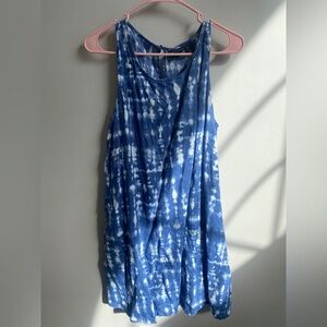 Tahari Blue and White Tie-Dye Mini Dress